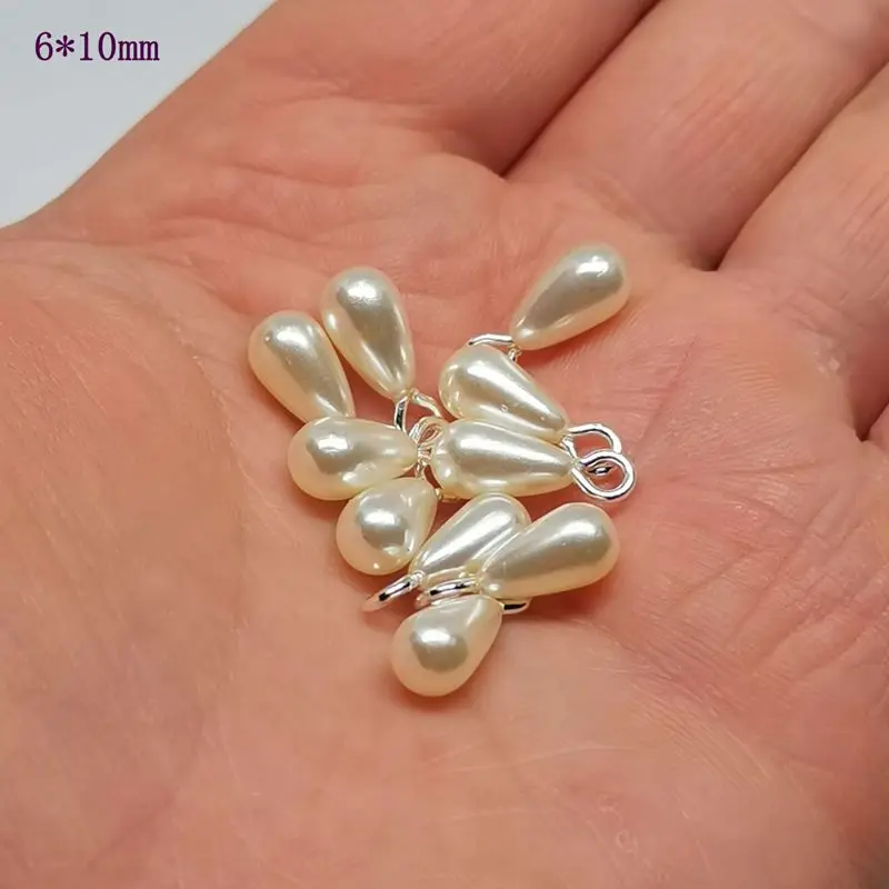 

30pcs/lot Silver Charms Water Drop Imitation Pearls Pendant For Jewelry Making Supplies Diy Earrings Accessories