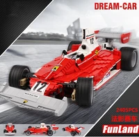 technical f1 scuderia ferra team racing car moc building block assemble model vehicle steam brick toy collection for gifts