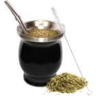 Естественная Тыква Yerba Mateчайная чашка в комплекте, 8 унций, бокалы Yerba Mate, чистящая щетка, нержавеющая сталь, двойная стена, Легкая очистка