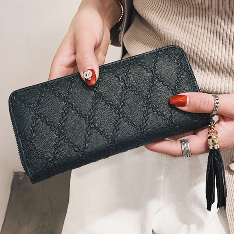 

Long Wallet Women Purses Tassel Fashion Coin Purse Card Holder Wallets Female High Quality Clutch Money Bag PU Leather Wallets