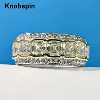 knobspin luxury 100 925 sterling silver sparkling high carbon diamond white gold rings for women top quality fine jewelry gift