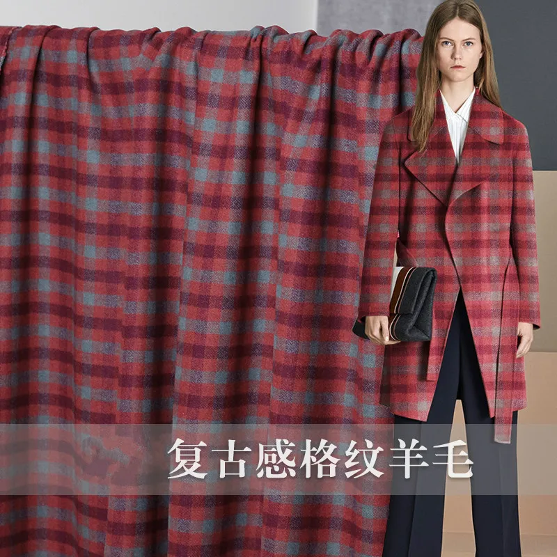 

Wool fabric red plaid autumn and winter coat skirt clothes fashion custom fabric 60% wool 40% polyester