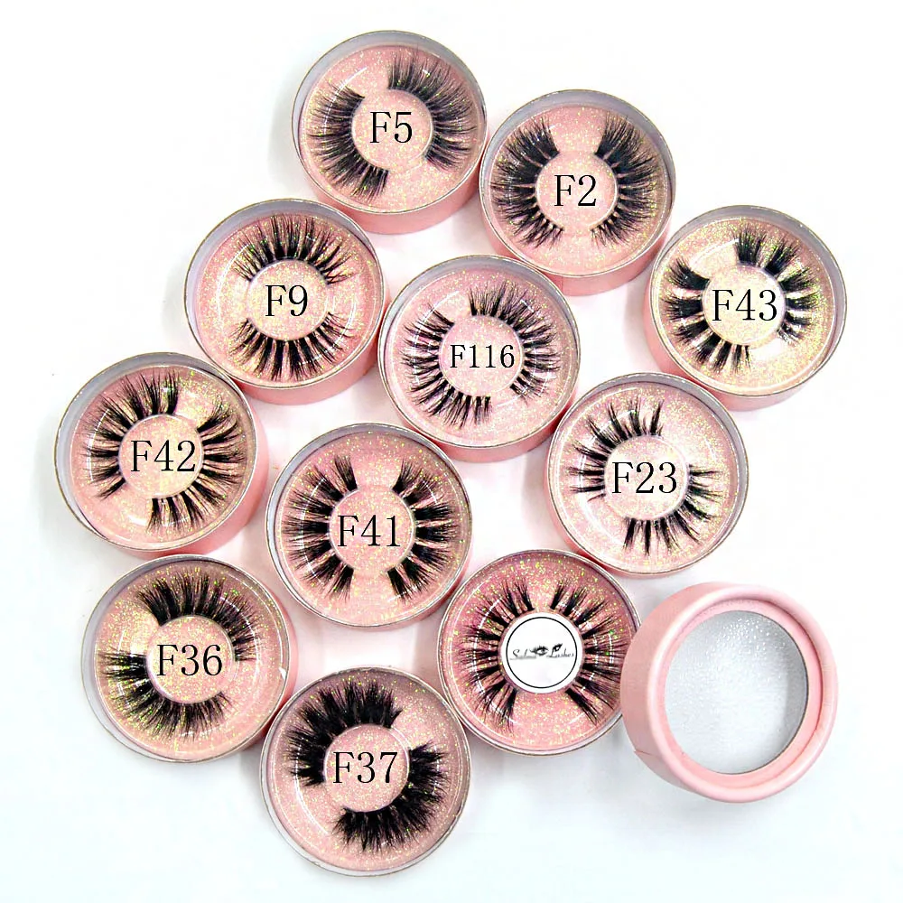 

50pcs mink lashes with pink round box and logo with free fast shipping DHL UPS