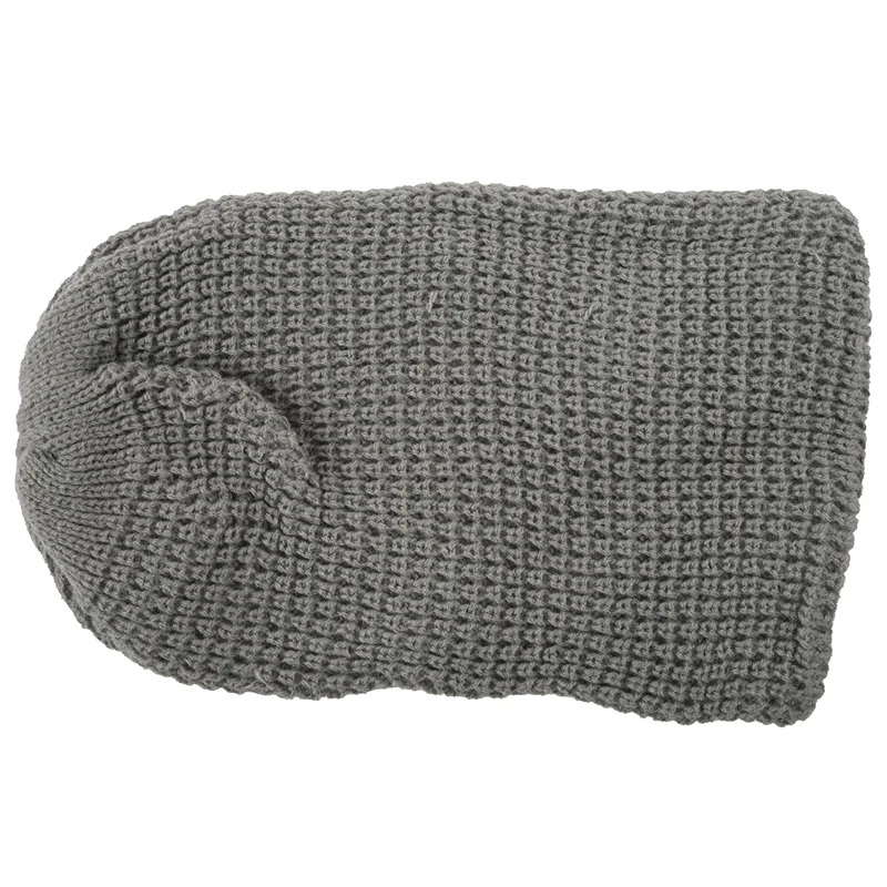 Мужская Вязаная Шапка-бини с напуском серого цвета для лета и зимы | Аксессуары