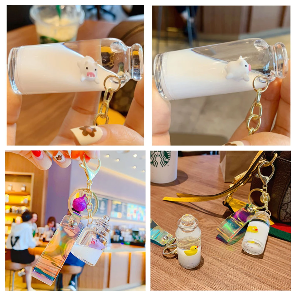 Горячий движущийся брелок с жидкостью плавающая утиная цепочка ключей милые