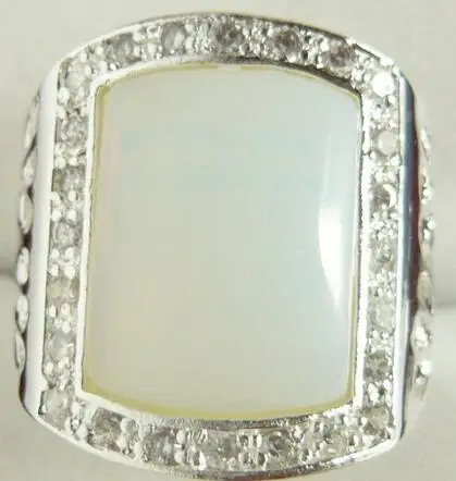 

fashion man's silver plated white Natural Moonstone ring(#8.9.10.11)