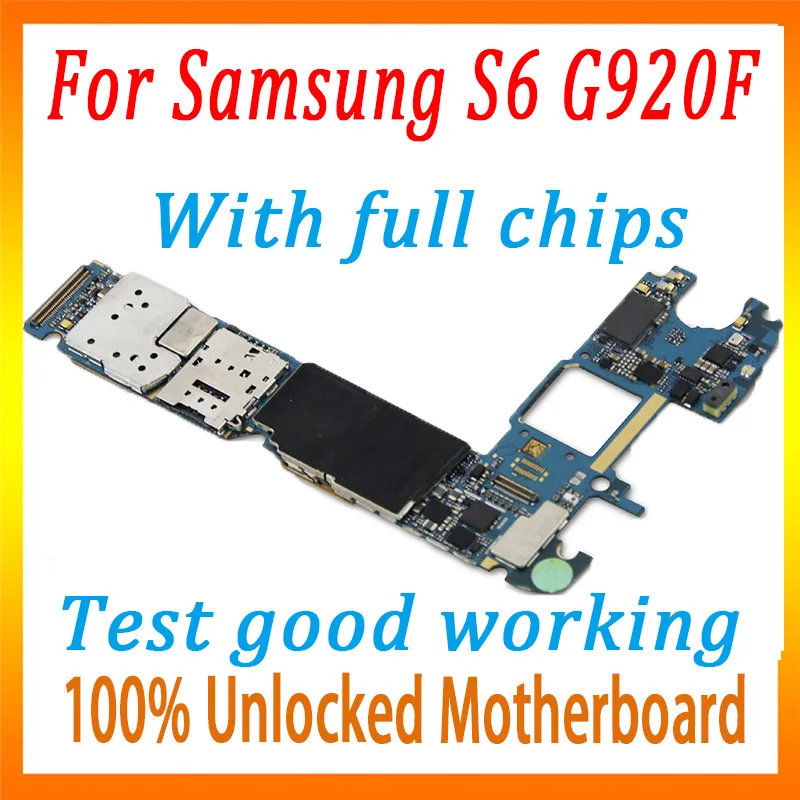 Для samsung Galaxy S6 G920F материнская плата оригинальная разблокированная материнская плата 32 Гб 64 ГБ с полным чипом материнская плата Хорошая рабочая MB