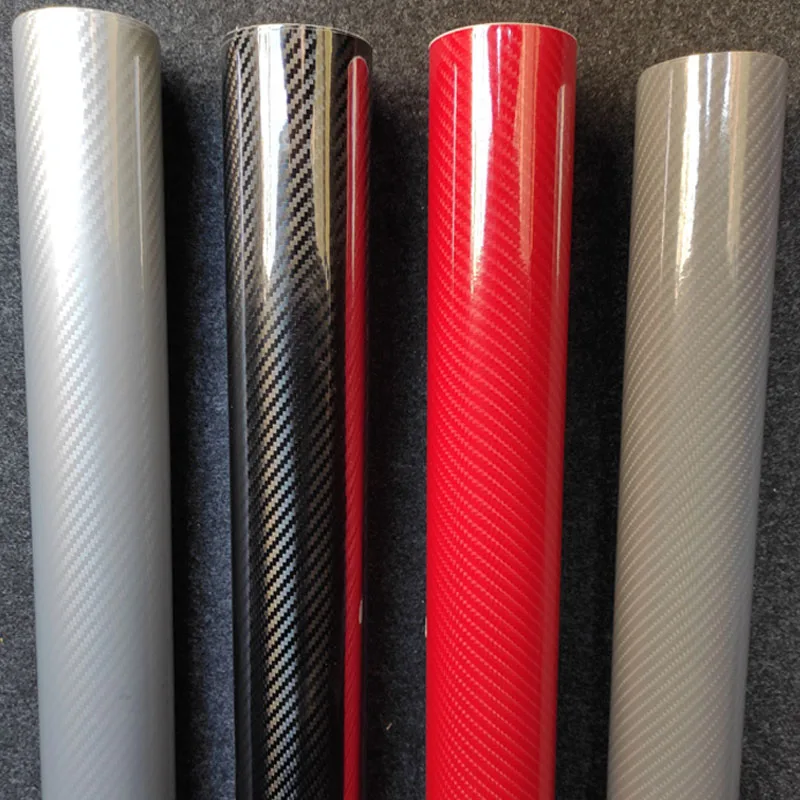 Глянцевая виниловая 5d пленка из углеродного волокна серебристого черного