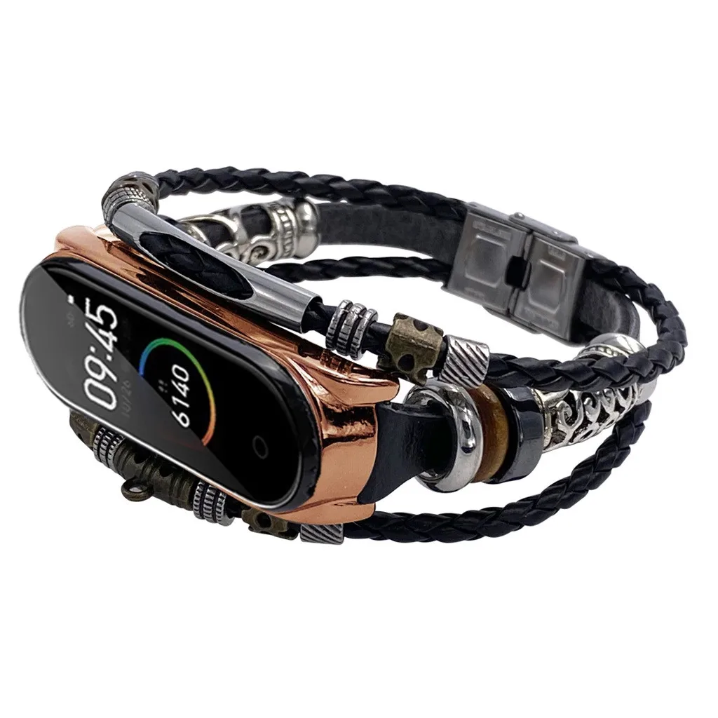 Сменные кожаные браслеты с бусинами плетеные разноцветные спортивные модные