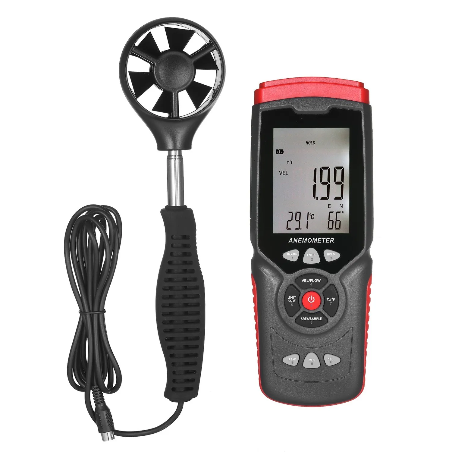 

Handheld Digital Anemometer Professional Multifunction Anemograph with Detachable Auxiliary Fan Air Meter with Storage Case