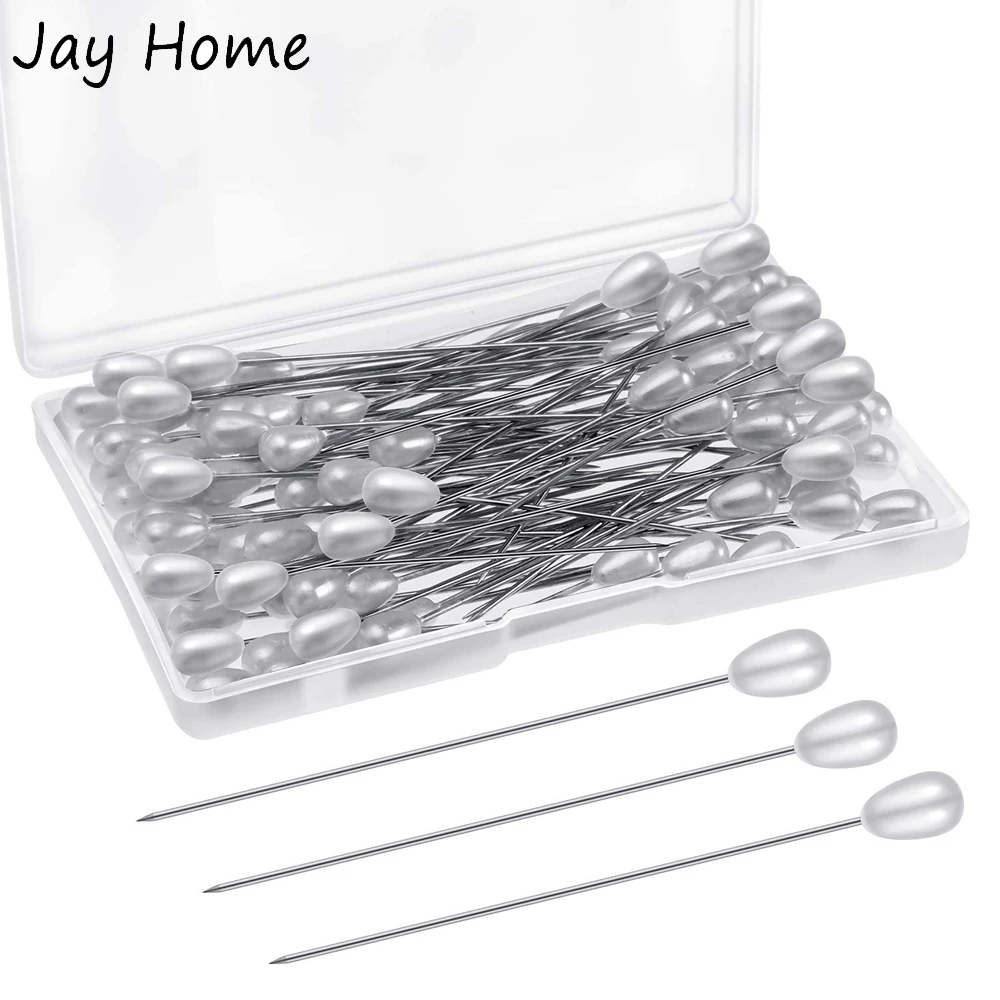 Булавки корсажные с жемчужной головкой белые прямые булавки для шитья украшения