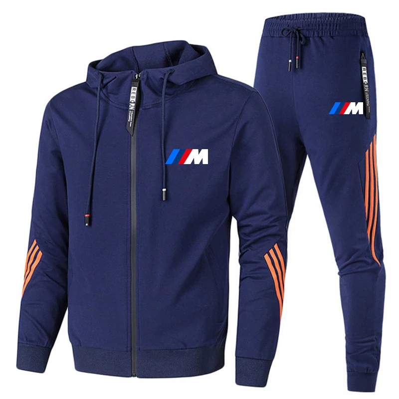 

New BMW M man Autumn winter suit Zip hoodie + pants two pieces of casual sportswear men's sportswear gym brand sportswear