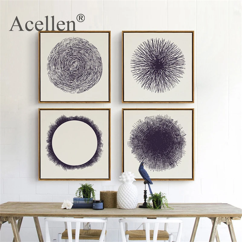 Скандинавская Картина на холсте абстрактные квадратные плакаты круглая графика