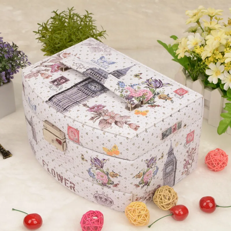 

Jewelry Organizer Box Leather Earring Storage Box Ring Storage case Container Travel Casket For Decoration Gift Box