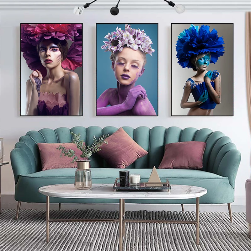Абстрактная Картина на холсте с изображением женщины цветов абстрактная картина