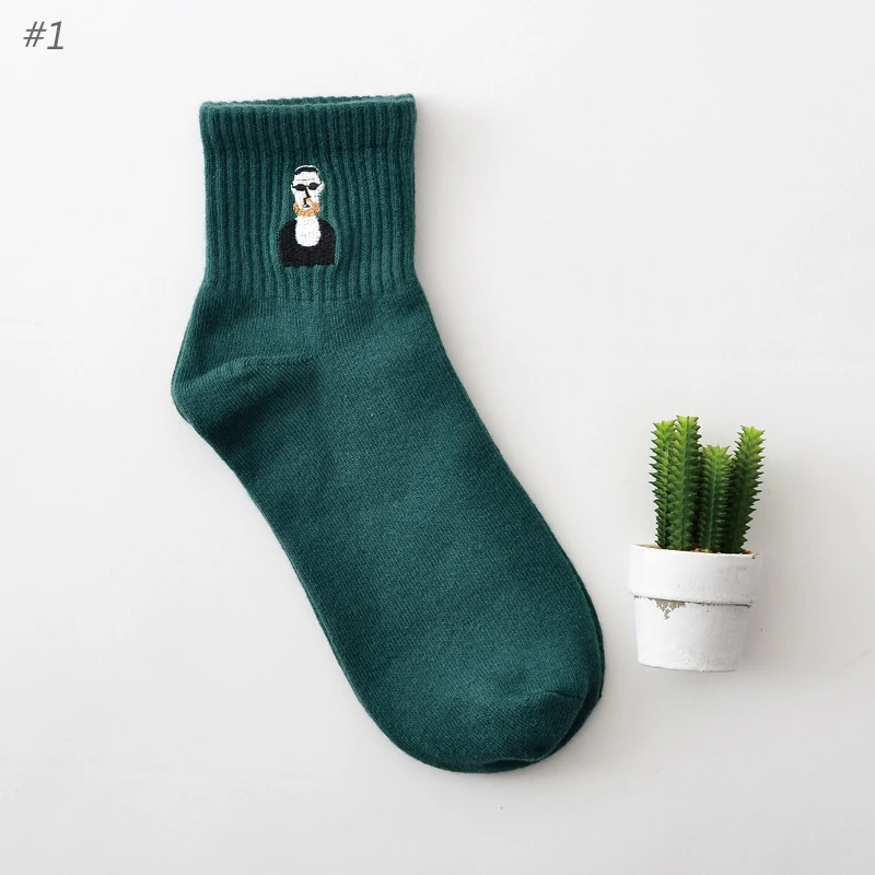 Женские носки молочная коробка борода розовое сердце радио вышивка хлопок