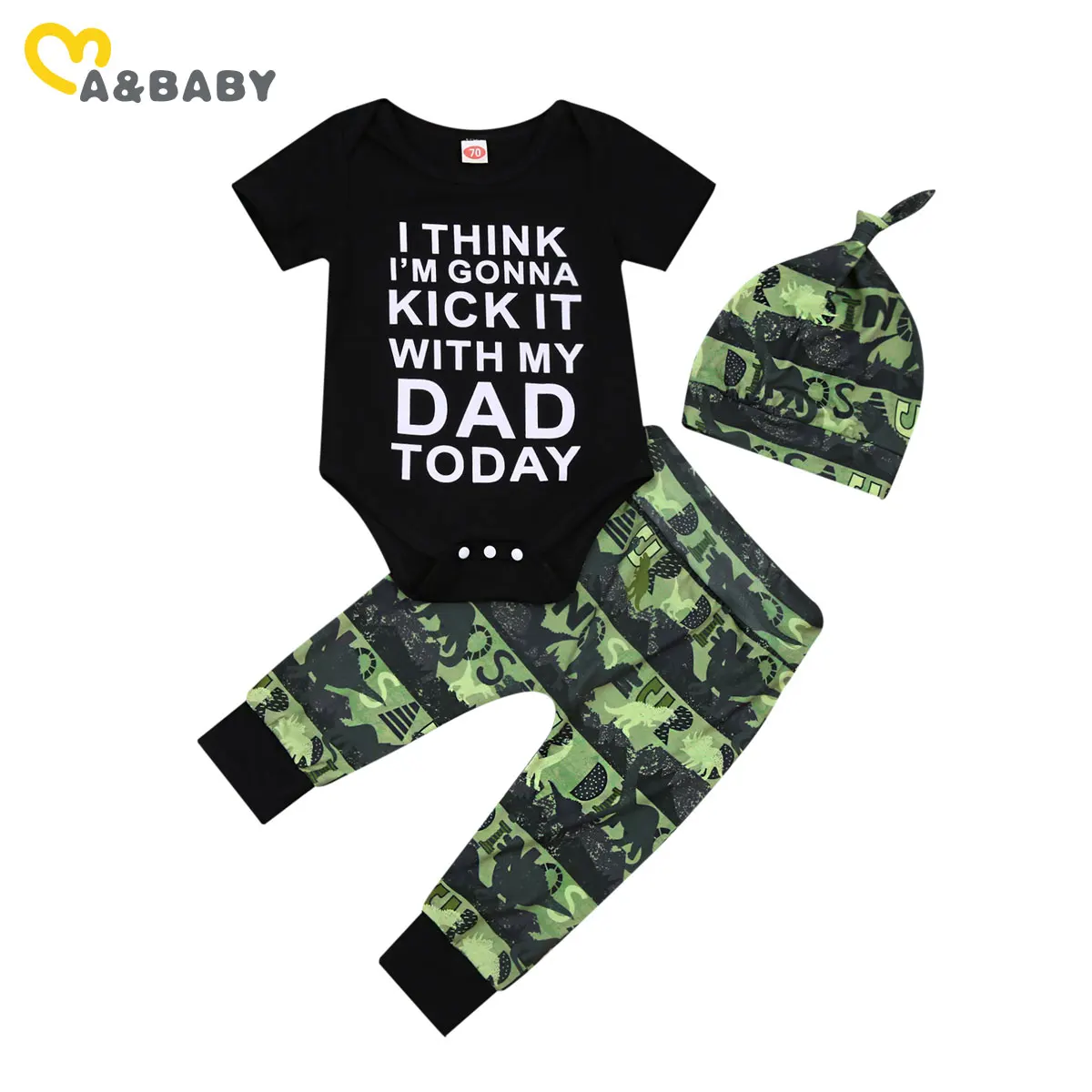 

Ma&Baby 0-18M Summer Casual Toddler Infant Baby Boy Clothes Set Letter Romper Dinosaur Pants Outfits Newborn Boy Costumes