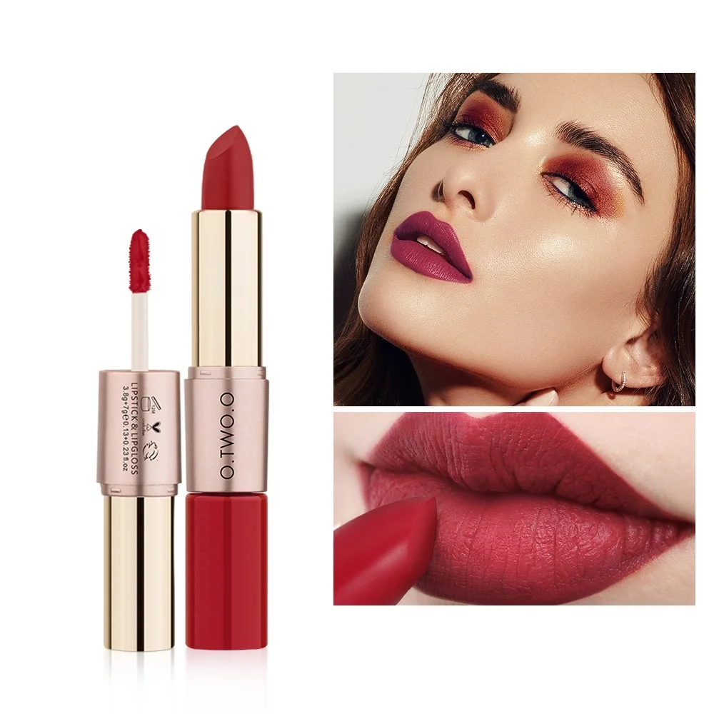 

12 Colors Lips Makeup Lipstick Lip Gloss 2 In 1 Long Lasting Moisture Cosmetic Lipstick Red Lip Matte Lipstick Waterproof