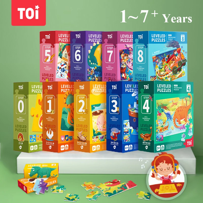 

Toi Advanced Puzzle Montessori Jigsaw Kid IQ Educational Children Leveled Large Piece Put Communication Game