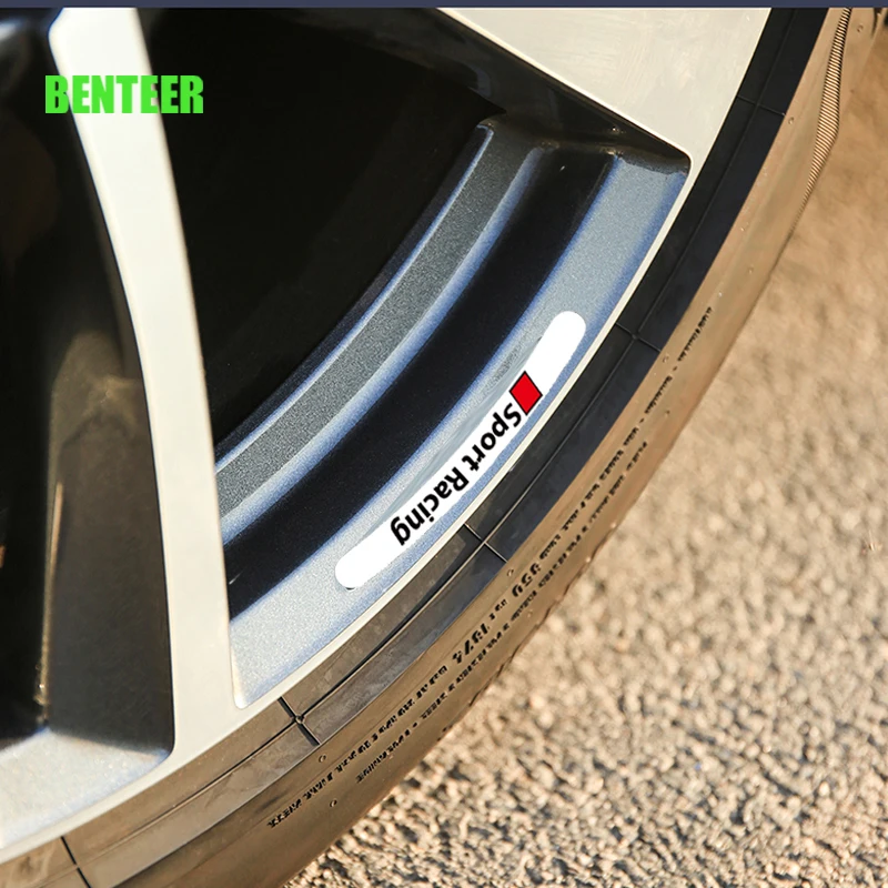 

4pcs Sport Racing Car Rim Sticker For Audi Sline Quatrro A1 A3 A4 A6 A6L A7 A8 Q3 Q5 Q7 TT S RS3 RS4 RS5 RS6 RS7 RS8 B6 B8 8F
