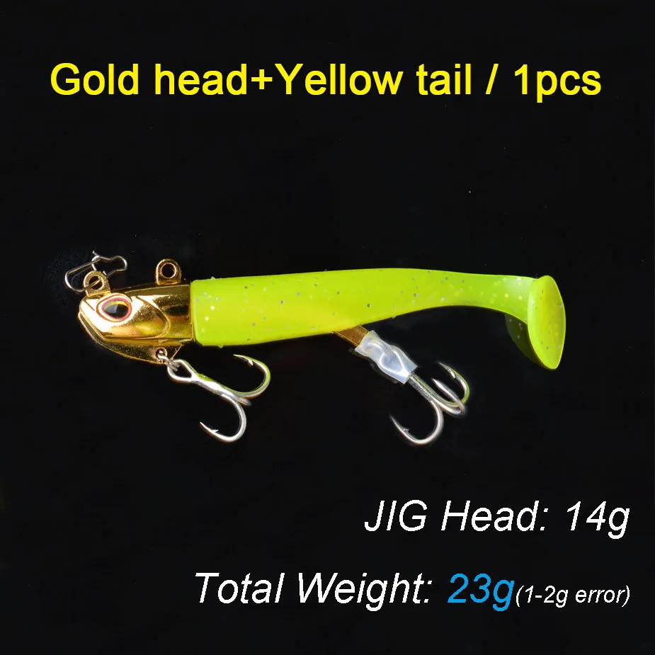 14g 1set Yellow TOMA, новинка, черная блесна, джиг, приманка для рыбалки, мягкая, щука, приманка, 14 г, 21 г, 2 крючка, бас, рыбалка на сельдь, Мягкая приманка, лодка, код, морская приманка - Цвет: 14g 1set Yellow