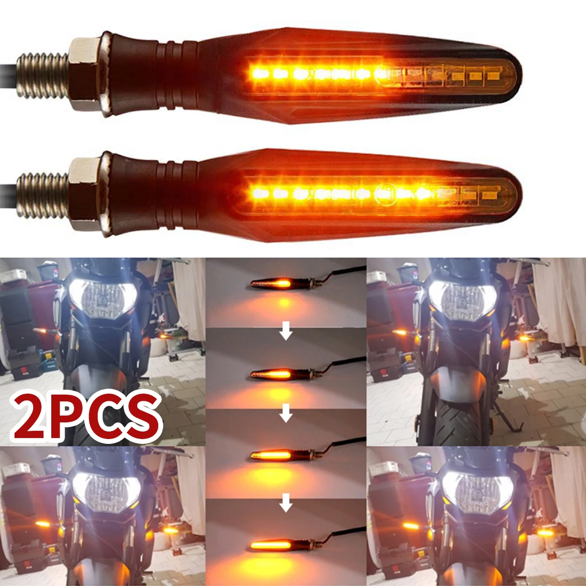 

2Pcs Motorcycle Turn Light Universal Turn Signal Light Waterproof Signal Light Indicator Lamp for Motorbike Off-road Vehicles