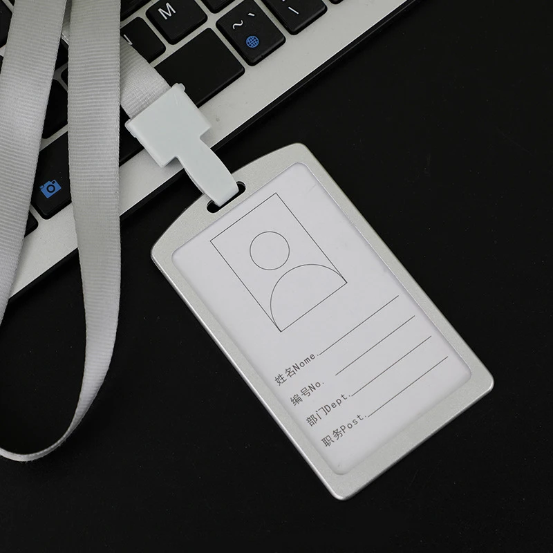 

11 Styles Solid Horizontal Vertical Plate Lanyard Card Holder Aluminum Alloy Business Work ID Badge Cover Bags Case