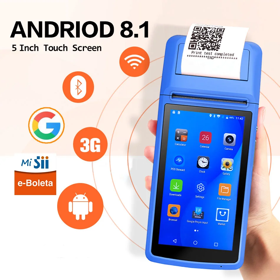 

POS PDA terminal handheld machine thermal printer receipt bill Touch Screen Wireless wifi bluetooth Android 58mm Printer PDA