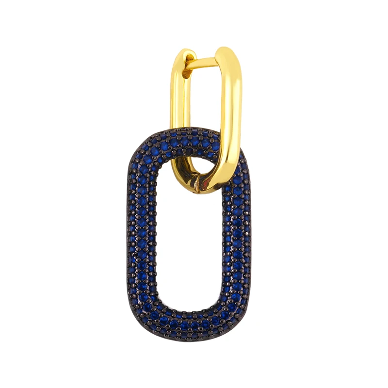 Многоцветные прямоугольные серьги кольца Женские Ювелирные изделия с фианитами