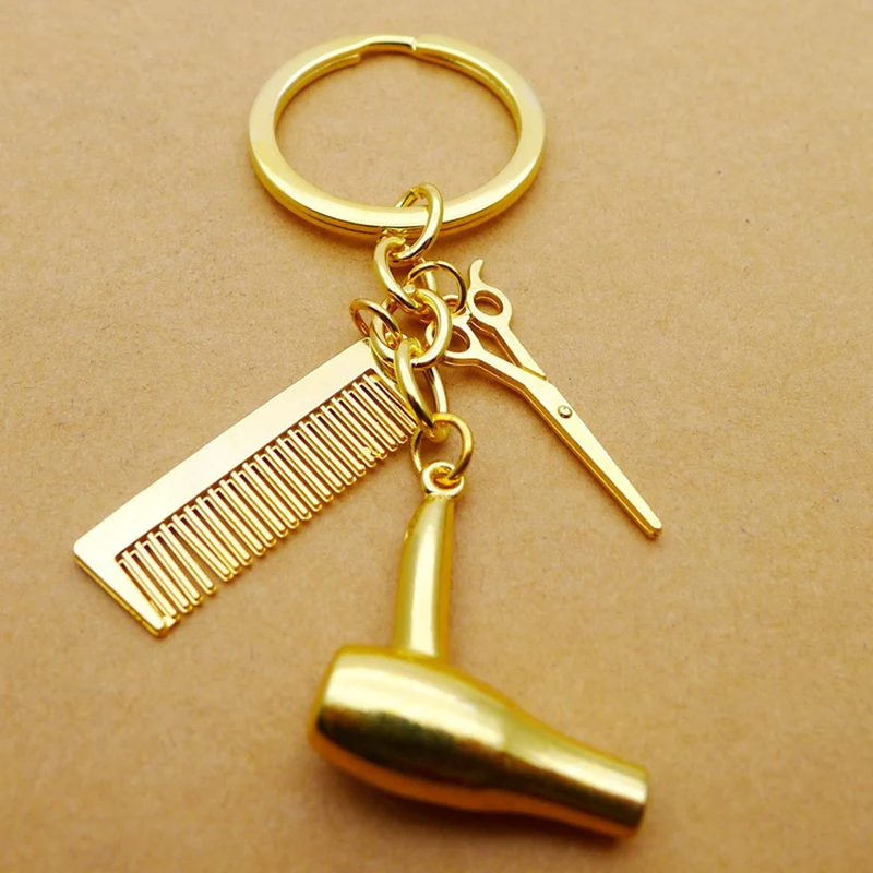 2021 стилист Эфирное фен ножницы Расческа декоративные брелки для ключей