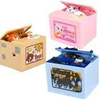 Копилка в виде кошки с динозавром, сейф для подарка детям, памятные монеты, автоматическое украшение, коробка для хранения денег