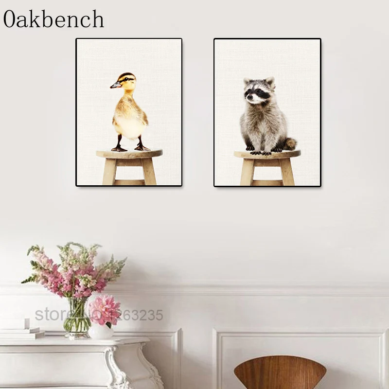 Скандинавский плакат с животным принтом кролика настенная Картина на холсте