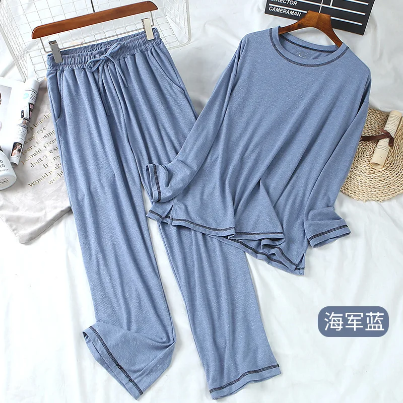 

Новинка весна-осень, женские пижамы, брюки из двух частей с длинным рукавом, тонкая хлопковая Домашняя одежда, женская одежда для сна