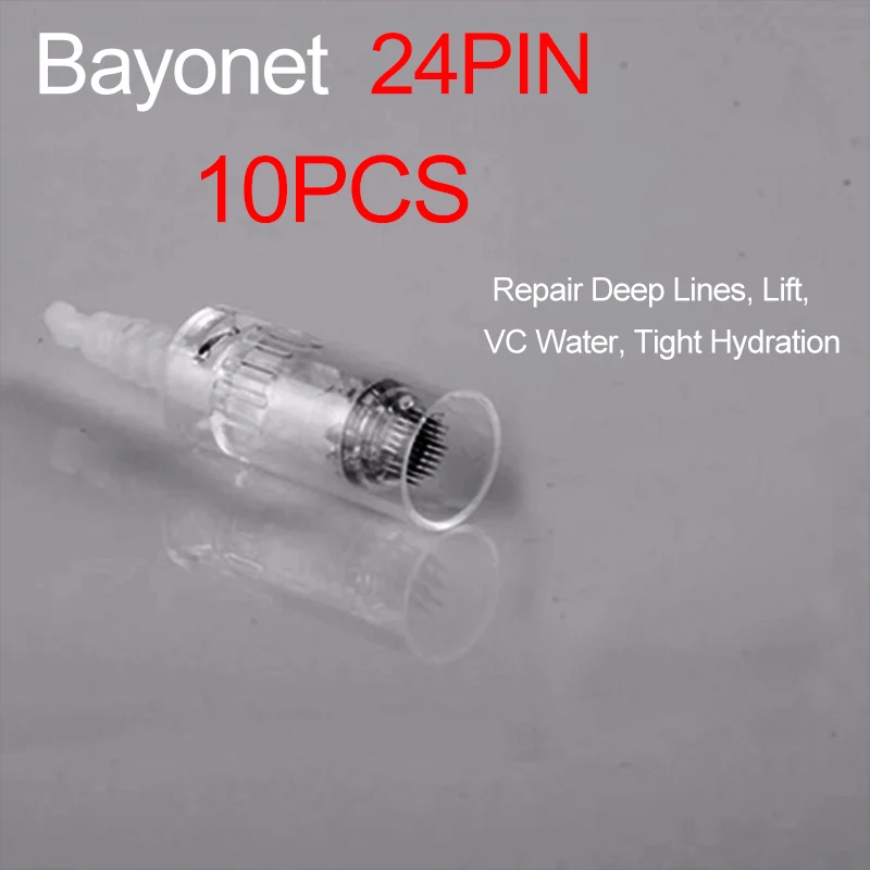 10pcs 24PIN need Авто микроиглы ручка байонет микроиглы прокатки машина для электрической микро иглы ролик татуировки штамп терапия нано советы - Цвет: 10pcs 24PIN need