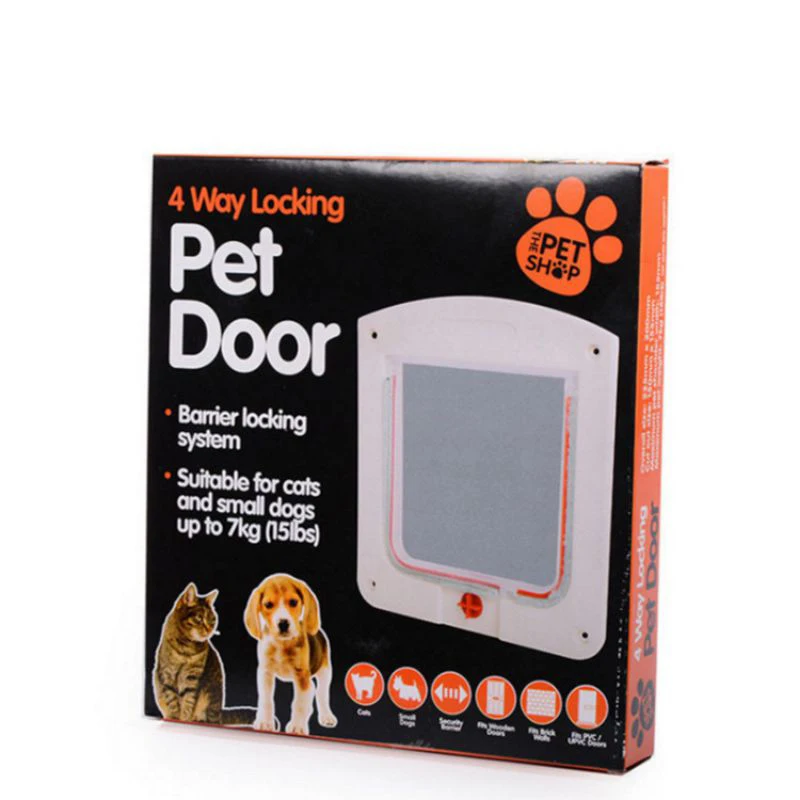 

4 Way Locking Pet Transparent Flap Door For Cat And Small Dogs With Durable Plastic Frame Safety Gate Quiet Easy Installation