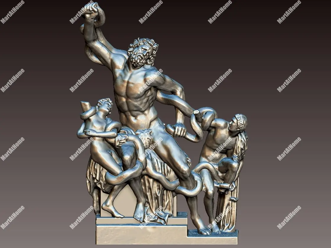 3D модель STL файл Laocoon и его сыновья Круглый Резной рисунок для ЧПУ гравировки