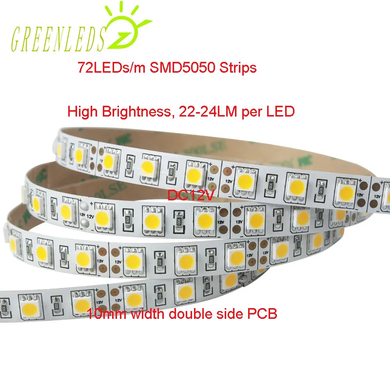 Светодиодные ленты SMD5050 IP20/IP65/IP67 водонепроницаемые 72 светодисветодиодный s/m