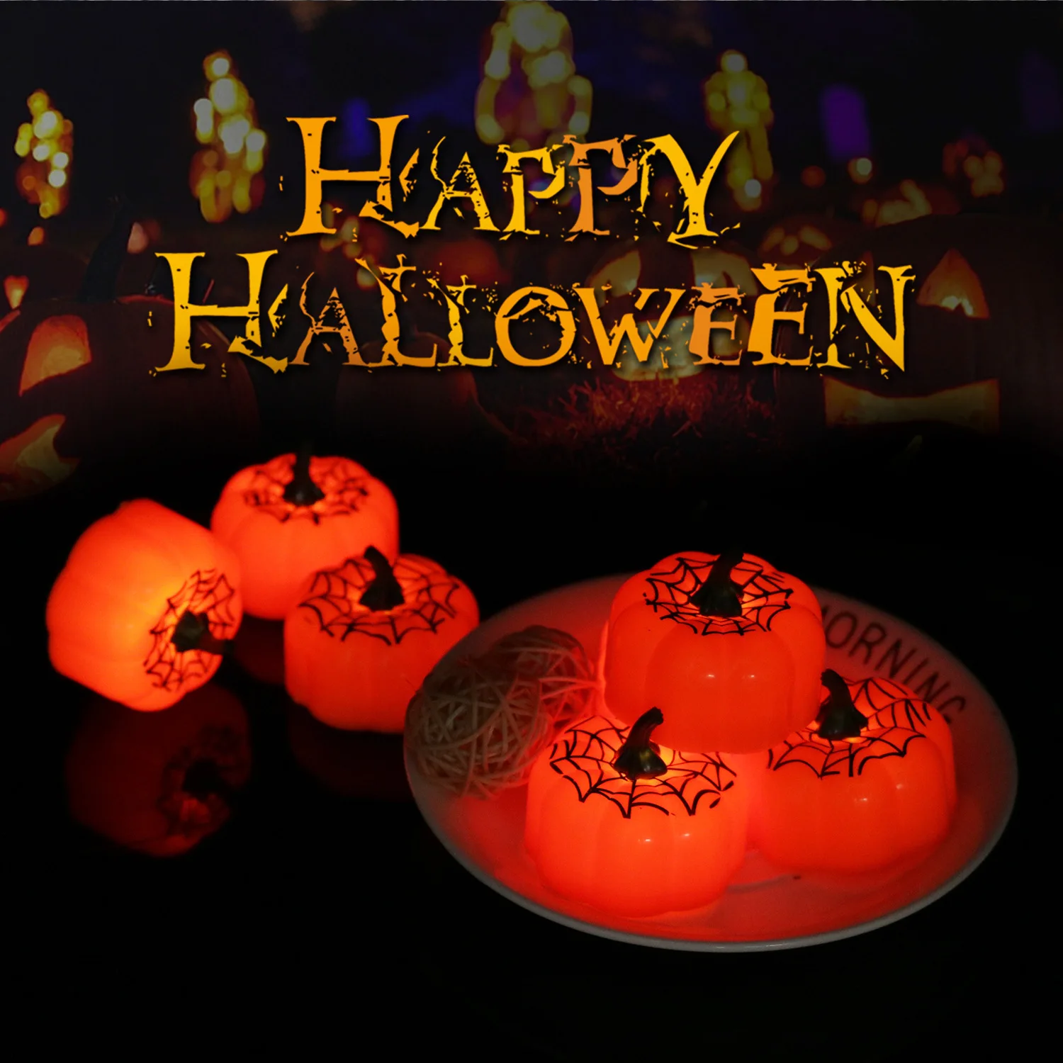 

12Pcs LED Halloween Pumpkin Spider Lights Electronic Candle Decor Indoor Outdoor Party Yard Home Bar Ornament Supplies 2022 New
