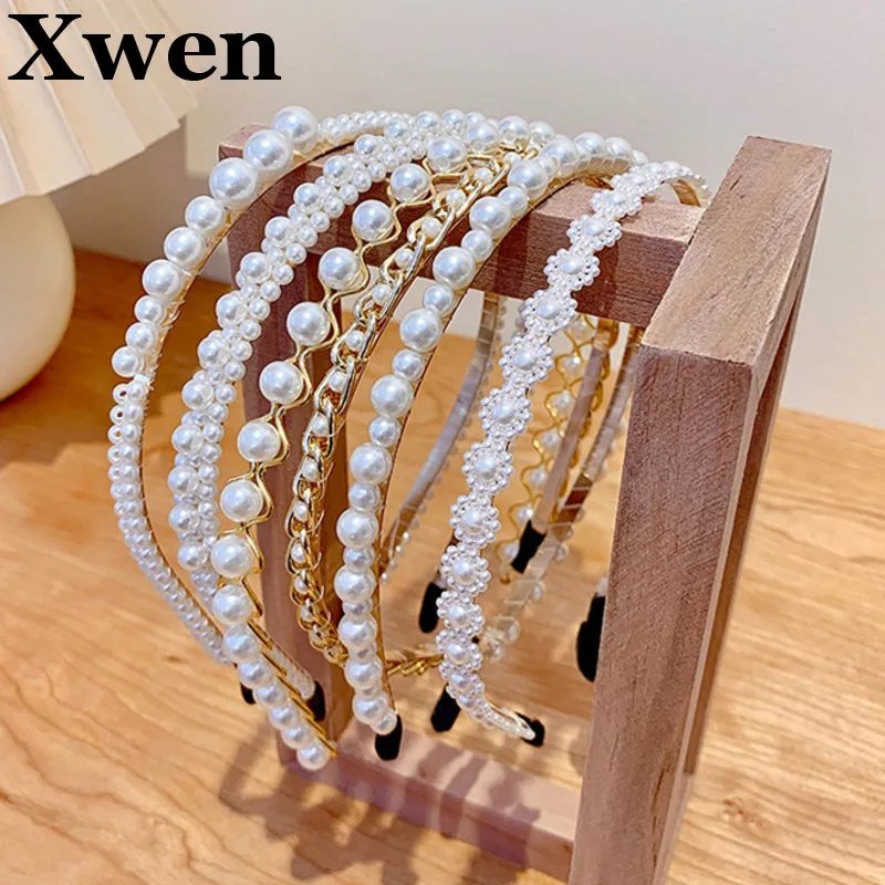

[Xwen] 2021 New Pearl Hair Female Hair Card Anti-slip Hair Band Temperament Hair Ornament Fashion Hair Accessories OH1688