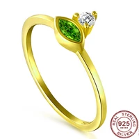 luxury 925 sterling silver green crystal wedding ring simple exquisite cubic zirconia finger rings for women fine jewelry female