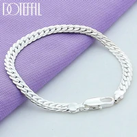 doteffil 925 sterling silver 6mm side chain bracelet for women charm wedding engagement party fashion jewelry