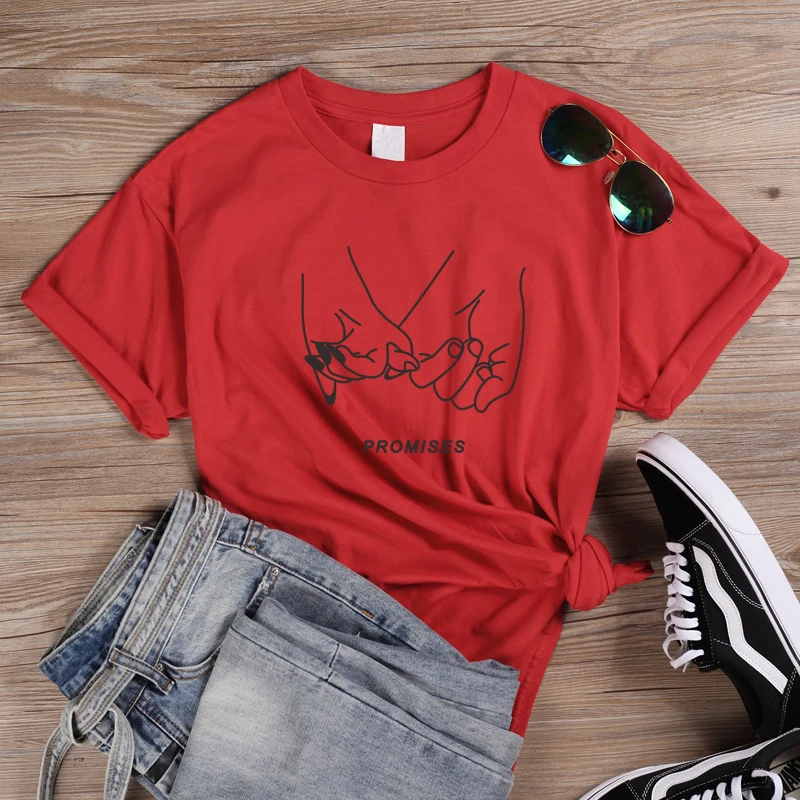 ONSEME обещает держать руки графическая футболка для женщин эстетические Футболки