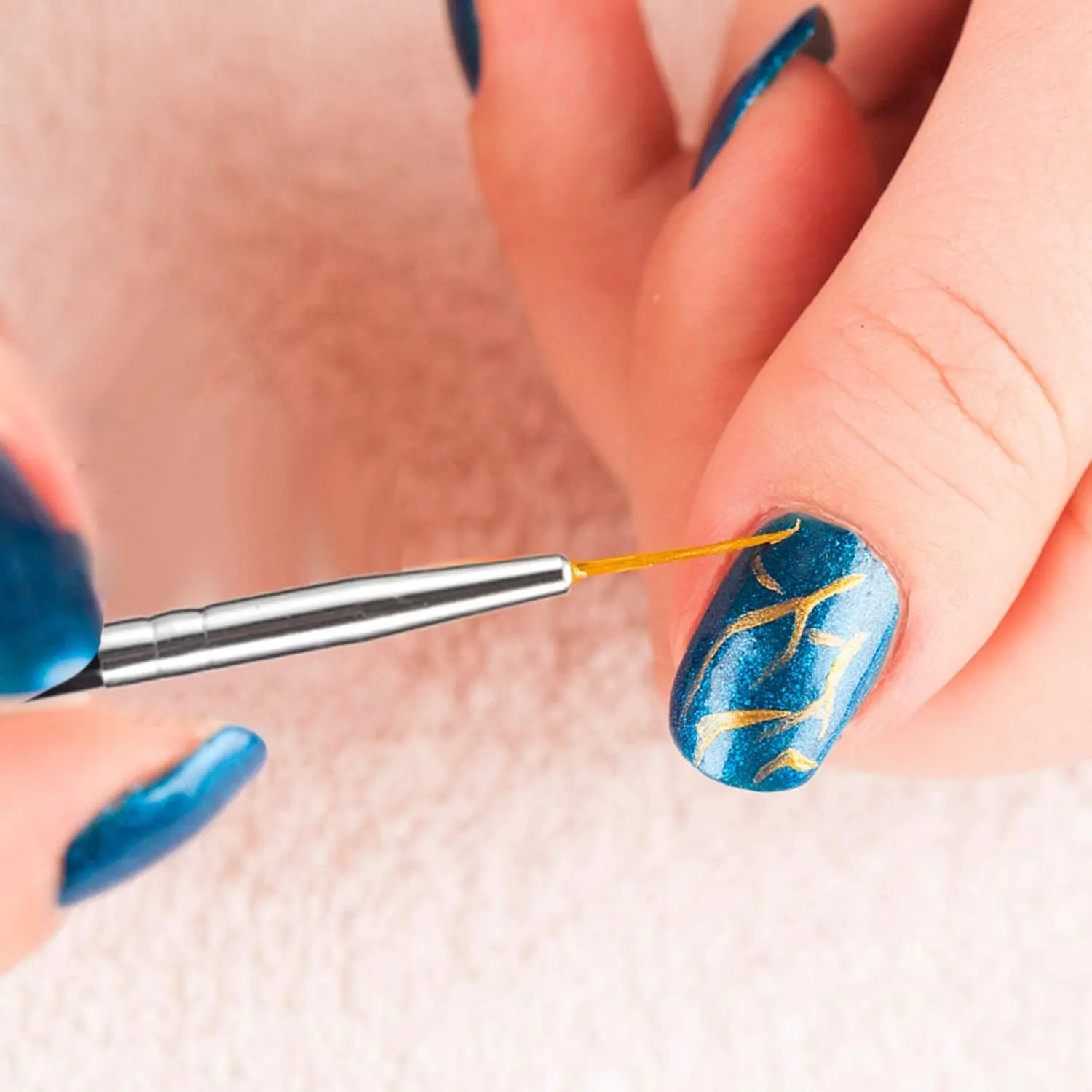 

35 Pcs Nail Art Kit 15 Nail Brushes,5 Dotting Pens,10 Striping Tape,2 Box Nails Rhinestones,12 Color Nail Art Decoration Kit,etc