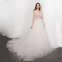 boho bridal gown 2021 new sexy v neck backless bride wedding dress luxury crystal and pearls vestido de novia robe de mariee