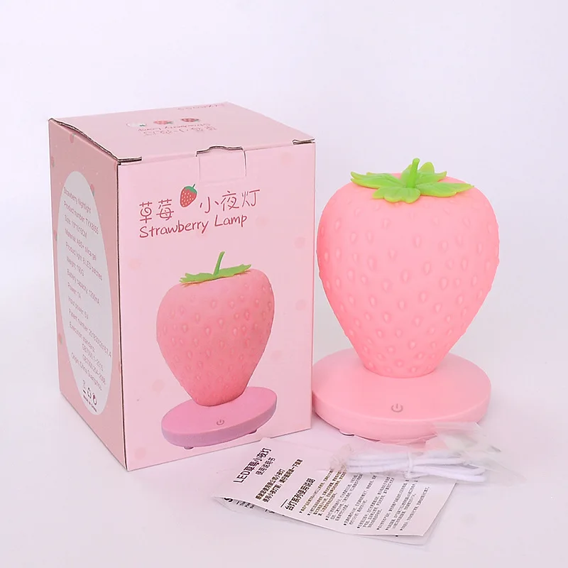 

Led Energy-saving Lamp Children with Sleeping Night Light Fun Strawberry Shape USB Charging Silicone Lamp Touch Switch Luminaria
