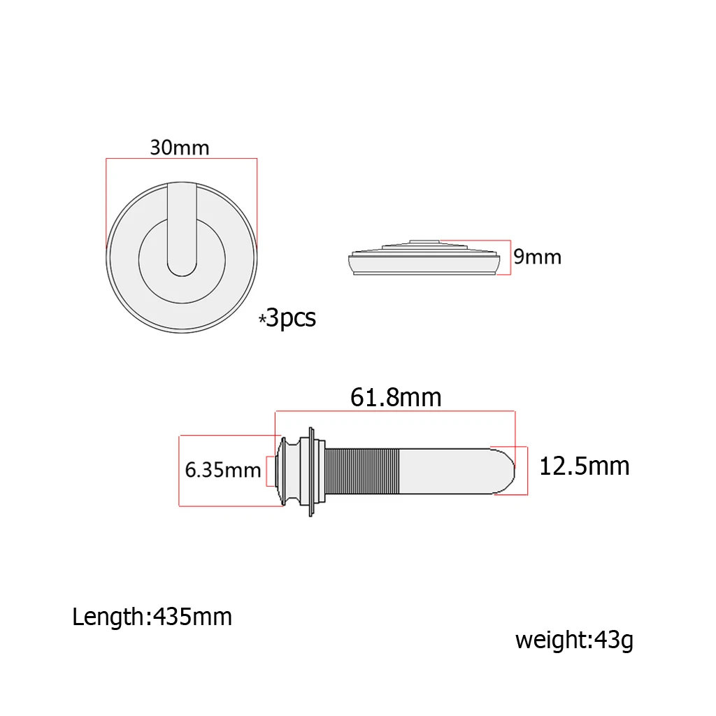 

Guitar 6.35mm Endpin Jack Preamp Piezo Pickup with 3 Round Transducer