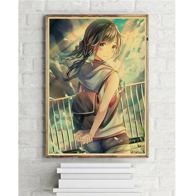 Makoto Shinkai фильм выветривание с вами Ретро плакаты японский унисекс Декор крафт-бумага Детская Спальня Декор