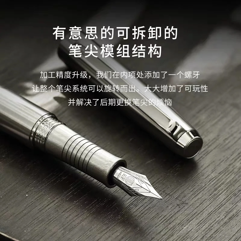 HD полностью стальная перьевая ручка с чернилами EF/Fine/Fude Nib Srew cap офисные школьные принадлежности penna stilografica