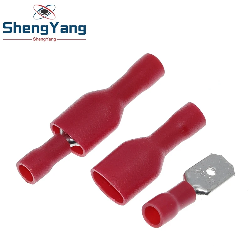 100 шт. 50 пар 6 3 мм 16-14AWG Женский Мужской Разъем электропроводки ОБЖИМНАЯ