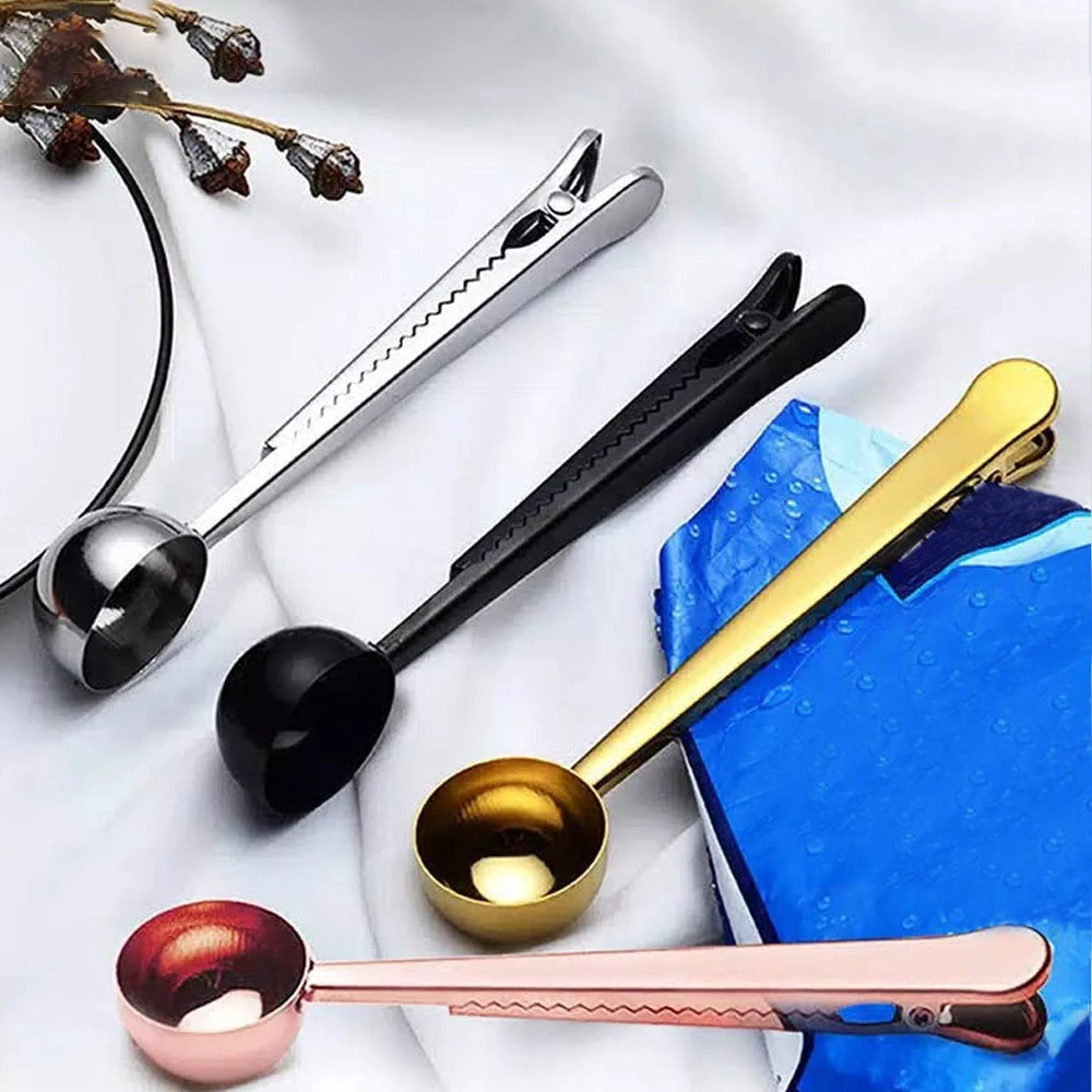 1 шт. ложка из нержавеющей стали с зажимом для пакета замельчения чая и кофе